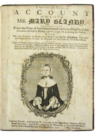 LAW  BLANDY, MARY.  A Genuine and Impartial Account of the Life of Miss Mary Blandy.  1752